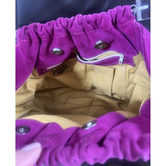 Isabella Lorusso Pink Suede Bag w/yellow Piping Transparent Chain & Cube Accents - Picture 5 of 11